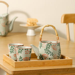 Théière en céramique rustique de style japonais, théière rétro avec tasses, carafe à eau froide domestique, ustensiles de préparation du thé en poterie brute - Product Image 6