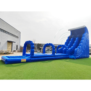 <span class=keywords><strong>Toboggan</strong></span> aquatique <span class=keywords><strong>gonflable</strong></span> géant bleu <span class=keywords><strong>avec</strong></span> glissière aquatique commerciale haute à trois voies et <span class=keywords><strong>piscine</strong></span> à jets pour événements estivaux - Product Image 1