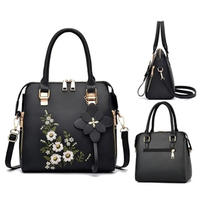 I-0011 Nuova Borsa da Donna alla Moda, Grande Capacità, Ricamata, a Tracolla, <span class=keywords><strong>in</strong></span> Morbida <span class=keywords><strong>Pelle</strong></span>, Semplice, per Signore di Mezza Età - Product Image 1