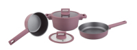 Ensemble de 5 ustensiles de cuisine BOREINE Daikin avec revêtement antiadhésif en granit et couvercles en silicone pour tous types de cuisinières