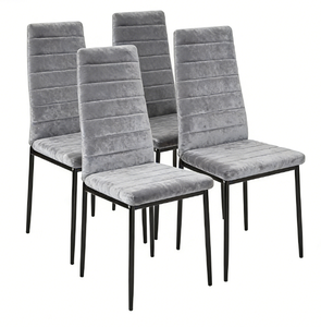 Chaises de salle à manger de style nordique, siège en tissu <span class=keywords><strong>velours</strong></span>, pieds en métal, mobilier d'hôtel et de restaurant, pieds noirs K/D, ensemble de table 4 places - Product Image 1