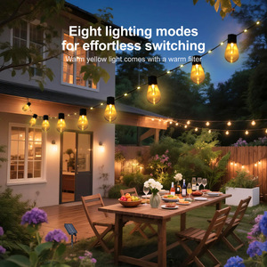 Outdoor Solar Powered LED <b>String</b> <b>Lights</b> Golden Yellow Waterproof For Courtyard Decor - Product Image 2