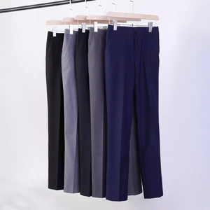 Women's Navy Blue Twill Dress Pants For Daily Wear Polyester Fiber Workwear - Product Image 4