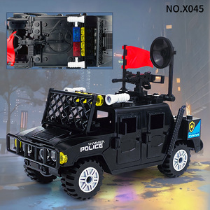 Jouets <span class=keywords><strong>de</strong></span> construction à petites particules pour enfants, modèle X045, Véhicule anti-explosion Wolf Tooth, pour l'assemblage transfrontalier, Hanmat <span class=keywords><strong>Police</strong></span> - Product Image 1