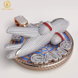 دلاية مويسانيتي ثلاثية الأبعاد ثلاثية الأبعاد ، دلاية هيب هوب مثلجة بالكامل ، أرض كبيرة ، Silver3in 4in سلسلة مباراة - Product Image 4
