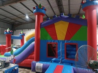 Château gonflable commercial avec toboggan, combo château gonflable pour enfants pour location de fête et aire de jeux extérieure