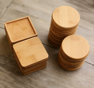 Ensembles de sous-verres de luxe en bois de bambou pour la restauration haut de gamme, avec base carrée en mosaïque DIY, vente en gros à prix bas - Product Image 1
