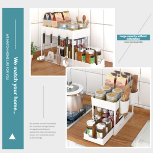 2 gói dưới bồn rửa tổ chức dưới tủ phòng tắm tổ chức với móc treo cốc đa mục đích lưu trữ Kệ màu đen - Product Image 4