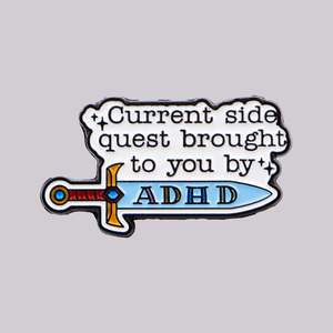 Spilla 3D smaltata con motivo ADHD, distintivo a forma di spada, per borsa, abbigliamento, accessori moda, gioielli, regalo per bambini - Product Image 1