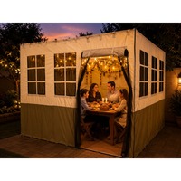 Tenda Sukkah 2x2m Putih Hijau Dua Warna Stan Sukkot Dinding Poliester Rangka Baja Kit Atap Siap untuk Alas Bambu