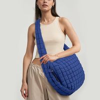 Tas Tote berlapis nilon kustom pabrik tas bahu quilt besar Carryall Puffer ringan tas Hobo bantalan quilt