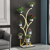 Présentoir de plante en métal d'intérieur de style nordique 7 pneus 58 pouces de haut étagère de pot de fleur noire