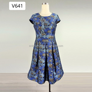 Robe longue bleue florale pour femme, manches courtes, grandes tailles, ensembles de vêtements pour femmes, tenue de cérémonie - Product Image 4