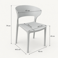 Chaise de salle à manger empilable moderne en polypropylène - Écologique, résistante à l'eau, durable, pour une utilisation en extérieur et en cuisine, pour les hôtels et les restaurants