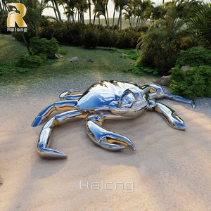 Nouveau design Miroir décoratif pour parc extérieur Grande sculpture de <span class=keywords><strong>crabe</strong></span> en acier inoxydable - Product Image 6