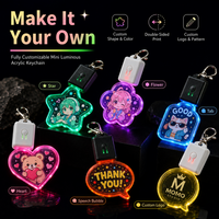 Porte-clés personnalisé en acrylique avec lumières LED multicolores, breloque de sac portable pour les conventions d'anime, les cadeaux promotionnels et les cadeaux de fête