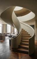 Escalier Courbé CBMmart avec Tapis en Bois, Marches Lumineuses pour Entrée Formelle, Escalier Courbé