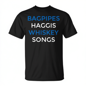 Camiseta escocesa con diseño de gaitas, Haggis, whisky y canciones escocesas - Product Image 2