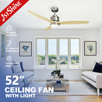 Ventilateur de plafond 1stshine de qualité supérieure, à pales en bois massif, télécommande, haute performance, style luxueux, très bien noté, éco-responsable, avec éclairage LED