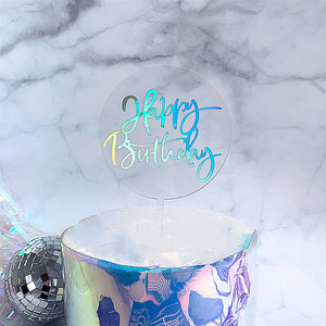 Décoration de gâteau en acrylique « Honey And Sweetness », découpe laser transparente « Happy Birthday », pour décorations de gâteaux de fête - Product Image 5
