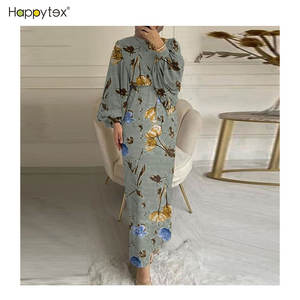 Venta al por mayor fiesta islámica musulmana manga larga madre e <span class=keywords><strong>hija</strong></span> vestido de noche musulmán para exteriores con hermosa impresión - Product Image 5