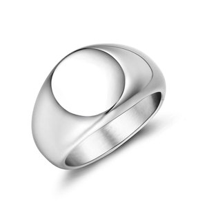 Round Flat Titanium Steel <b>Ring</b> Silver Gold SA425 Geometric Jewelry Gift - Product Image 5