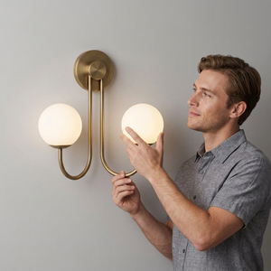 Minimalist Brass Wall Sconce Round Globe Light Indoor Modern Home Decor Living Room Fixture Warm Glow Lighting - Product Image 1