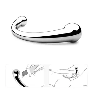 Double Ended Stainless Steel G Spot Wand Massage Dildo Plug Anal Stick Pure Metal Penis G-Spot Stimulator Anal Plug Dildo Sex