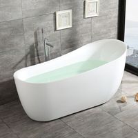 Baignoire autoportante moderne en acrylique blanc avec drain, écologique, avec cascade et robinet à commande numérique inclus, pour hôtel