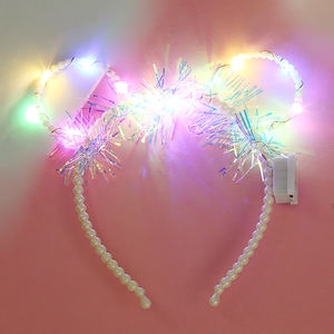 Fascia con perla di peluche con luci lampeggianti orecchie da coniglietto per festa festa festa festa feste di primavera decorazioni natalizie di pasqua - Product Image 4