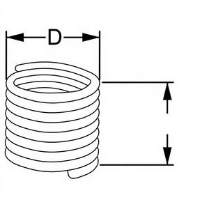 Insert fileté métrique à droite en acier inoxydable FERVI, filetage grossier, à embase fendue, H=1XD - Product Image 1
