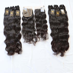 Tissage en lot brésilien naturel avec Lace Frontal Closure, cheveux bruts non traités, avec Lace Frontal Closure Transparent Hd - Product Image 2