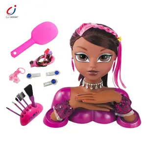 Chengji Latest Pretend Play Fashion Beauty Girl Makeup Toy Plastic Dressing 32 Inch Black Head Kids Make Up Doll