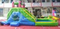 Kommerzielle aufblasbare Wasserrutsche mit Hindernisparcours, Kletterwand und Hüpfburg für Kinder – Outdoor-Spielgeräte