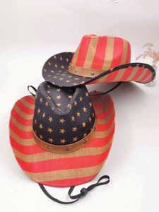 2025 Summer Handmade Sunside Ribbon Cowgirl <b>Hat</b> <b>Straw</b> <b>Hat</b> Jazz Wide Brim Western Bulk <b>Straw</b> Cowboy <b>Hat</b> for Men - Product Image 4