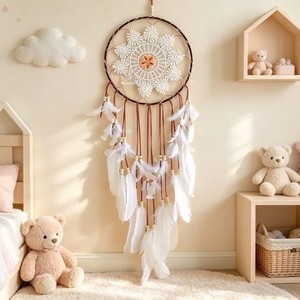 <span class=keywords><strong>Atrapasueños</strong></span> de estilo bohemio de gran tamaño <span class=keywords><strong>para</strong></span> colgar en la <span class=keywords><strong>pared</strong></span>, con plumas tejidas a mano y cuentas de madera, decoración interior <span class=keywords><strong>para</strong></span> dormitorio, adorno colgante - Product Image 4
