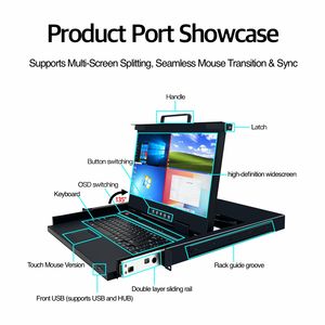 एक्सट्रान AX-1704FHD मल्टी-स्क्रीन स्प्लिटिंग सिंक्रनाइज्ड डिस्प्ले 17.3 इंच ऑड कंट्रोल 4 पोर्ट 1u रैक माउंट 1080p lcd kvm स्टॉक - Product Image 5