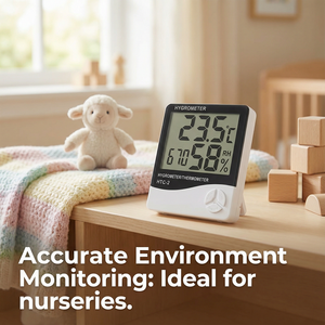Termo-Higrômetro Digital HTC-2 Certificado CE com Sonda Externa de Temperatura Dupla, Medidor de Umidade à Prova d'Água em Plástico - Product Image 2