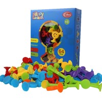 Blocs de construction en silicone à ventouse, ensemble de jouets éducatifs DIY, 64 pièces, sans BPA, thème animaux et nature, qualité alimentaire, pour bain sensoriel