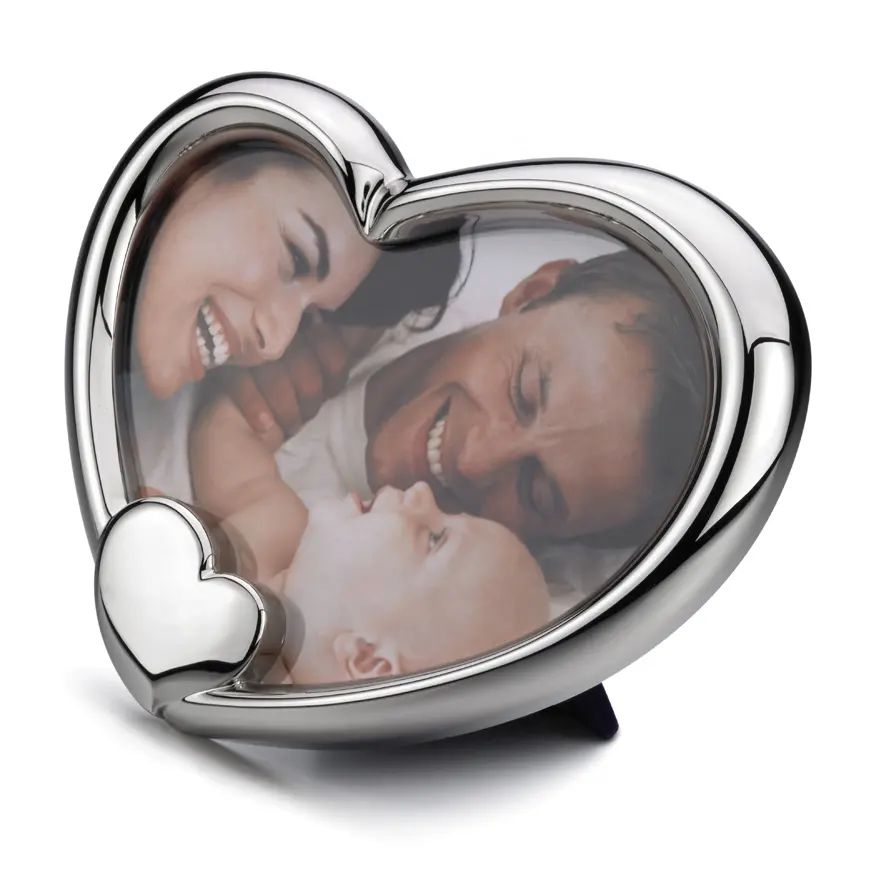 Marco DE FOTOS personalizable de metal plateado en forma de corazón con vidrio para el Día DE LA Madre del Padre y ocasiones de Acción de Gracias
