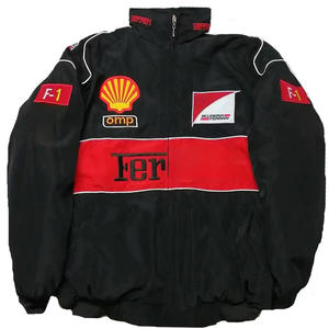 Hot Selling Men's F1 Racing Satin <strong>Jacket</strong> Handmade Embroidery Classic Black Red Design Customized Waterproof Winter <strong>Jacket</strong> - Product Image 5