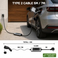Cable de Carga para Vehículos Eléctricos IEC 62752 Tipo 2, Corriente Conmutable, Pantalla LCD, Protección Contra Fugas, Sobretensión y Sobrecorriente, Pistola de Carga de 4 m, TPU