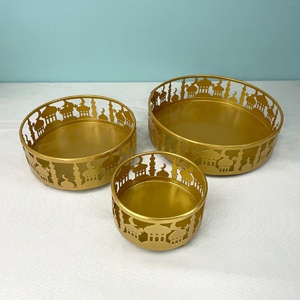 Piccoli vassoi per alimenti in metallo per <span class=keywords><strong>Ramadan</strong></span> 3 pezzi Eid Mubarak Islam Muslim Eid Al-Fitr Iftar decorazioni da tavola per feste - Product Image 5