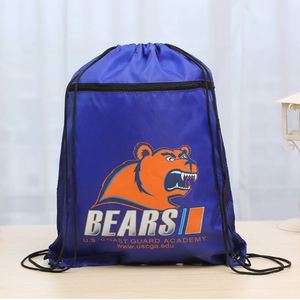 Custom Logo 210D Polyester <b>Drawstring</b> Sports <b>Backpack</b> Waterproof and Foldable Promotional Bags - Product Image 1