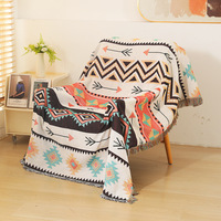 Meilleures ventes : Couverture de canapé moderne marocaine à motif flèche tribal, tissée jacquard géométrique, plaid de loisirs, châle ethnique bohème à franges