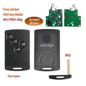 Clé de voiture sans clé noire pour <span class=keywords><strong>Megane</strong></span> <span class=keywords><strong>3</strong></span> Fluence Scenic pour Koleos Clio Captur <span class=keywords><strong>Carte</strong></span> intelligente PCF7952/7953 Puce 433Mhz - Product Image 5