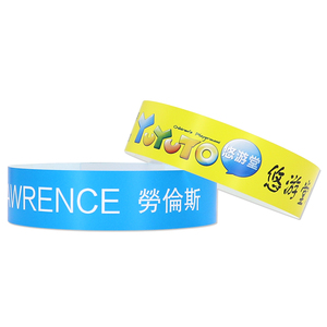 Muñequera desechable impermeable, pulsera de papel <span class=keywords><strong>Tyvek</strong></span> de papel PP personalizada para eventos, Festival, agua, piscina, pulsera, billete