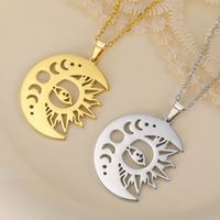 Collier en acier inoxydable avec pendentif en forme de croissant de lune de style religieux, cadeau de Noël et de Nouvel An pour enfants