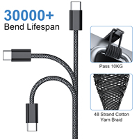 Câble de charge USB C vers USB C tressé en nylon 100W 480Mbps PD 60W, vente en gros