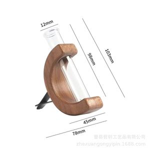 Vase pour aérateur de voiture, support de fleurs hydroponiques en bois pour la décoration intérieure de voiture - Product Image 4